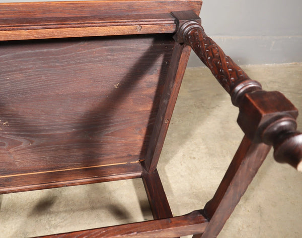Share French Antique Gothic Revival Chestnut Arm Chair Carved Wood Desk Chair