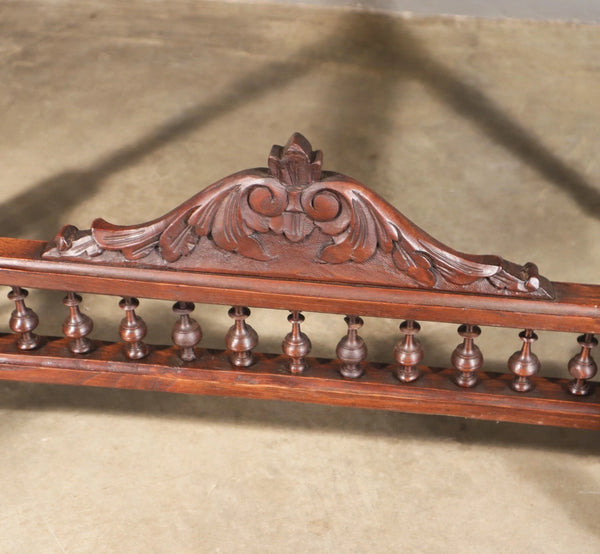 Antique French Breton Desk/Library Table in Solid Chestnut Wood with Carvings