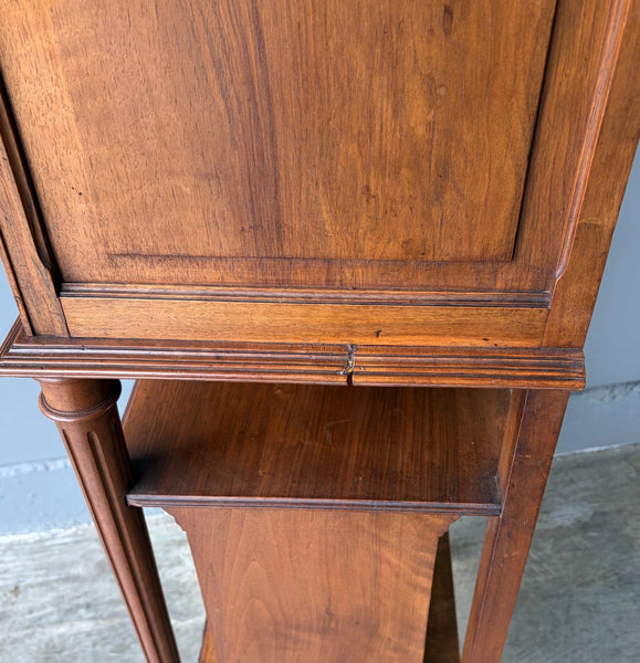 French Antique Narrow Walnut Bookcase/Display Case with Locking Door