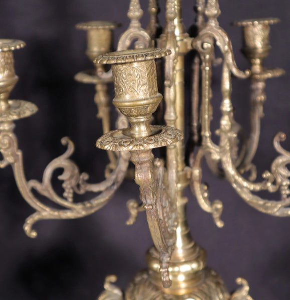 XL 24" Tall Pair of Large Vintage French Bronze Candelabra Candlesticks