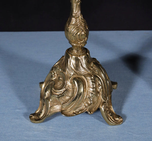 19" Tall Pair of Louis XV Vintage French Bronze Candelabra Candlesticks