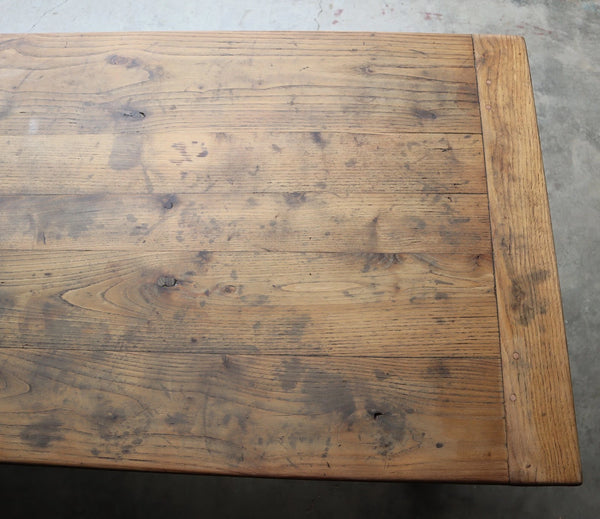 Antique French Dining Table/Farm Table/Desk in Solid Chestnut Wood and Oak