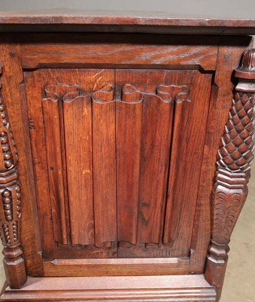 Antique French Gothic Chest/Trunk in Solid Oak Wood With Detailed Carvings