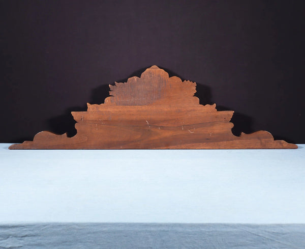 46" Wide Antique French Solid Walnut Wood Louis XVI Highly Carved Detailed Crest