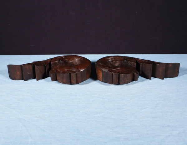 8" Wide Pair of Highly Carved Solid Oak Wood French Trim Pieces Salvage