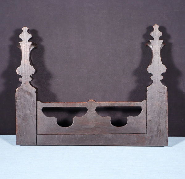 15" Wide French Antique Gothic Crest/Pediment/Crown in Solid Chestnut Wood