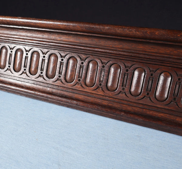67" Wide Antique French Solid Oak Wood Mantel/Panel/Crest Pediment w/Carvings