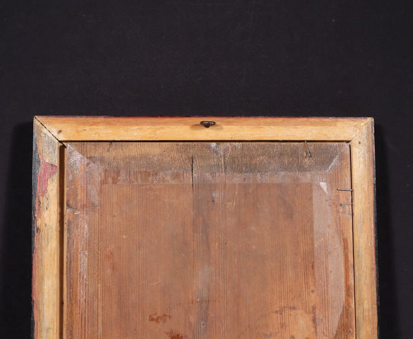 Antique Framed Oil on Panel Painting/Study of Statue of Simon Stevin in Brugge