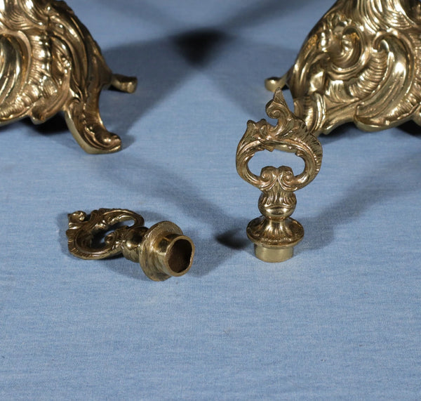 19" Tall Pair of Louis XV Vintage French Bronze Candelabra Candlesticks