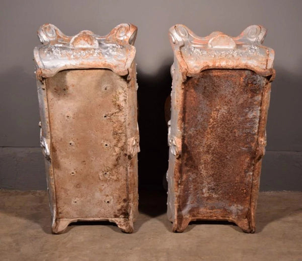 XL Pair of French Antique Cast Iron Louis XV Style Planters/Flower Pots Garden