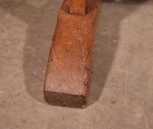 Antique French Solid Oak and Ash Wood Wine Tasting Table with Tilt Leather Top