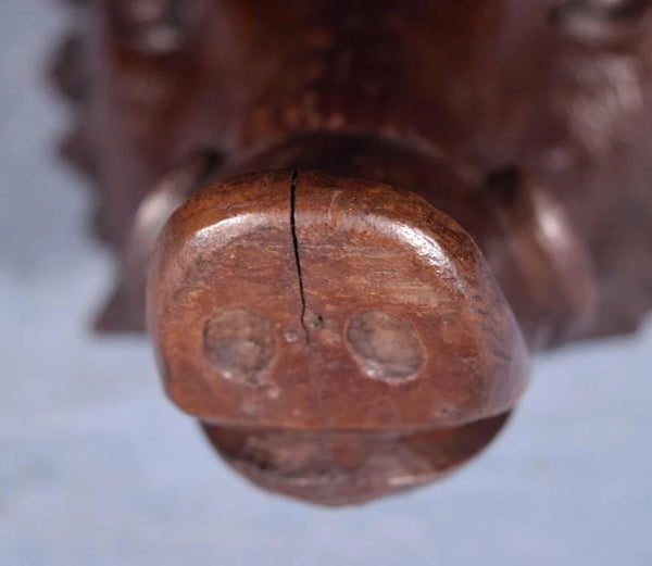 Large 10" Antique Decorative Carved French Hunting Boar's Head in Solid Walnut