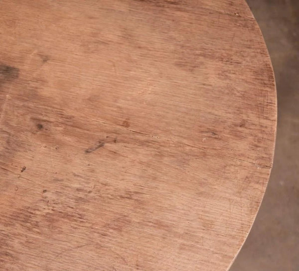 Antique French Solid Oak Rustic Wood Wine Tasting Table Tilt Top