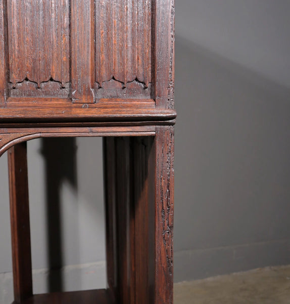 Antique French Gothic Revival Cabinet Highly Carved in Oak Wood w/Figures