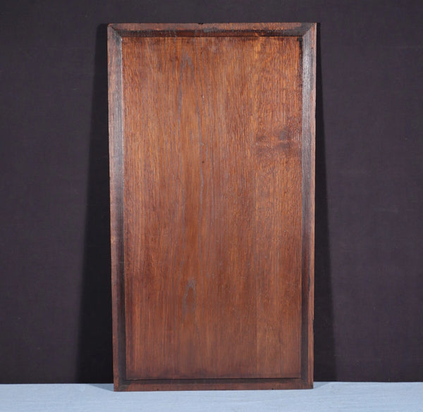 26" Large French Antique Gothic Revival Panel Solid Oak Wood Salvage Late 1800's