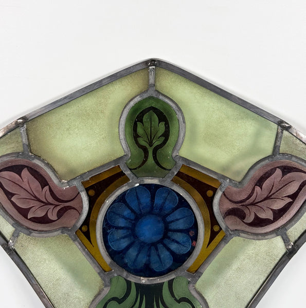 16" Tall Antique Belgian Stained/Leaded Glass Panel by Bertrand Bardenhewer