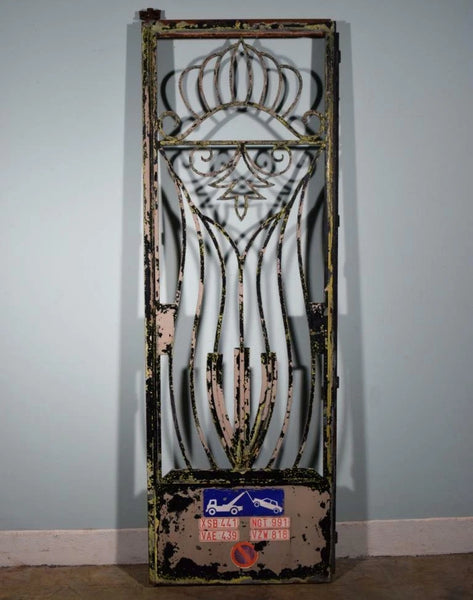 88" Tall Large Vintage European Art Deco Iron Door Panel Salvage Garden