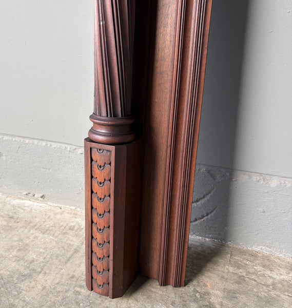 54" Tall French Antique Gothic Fireplace Mantel in Solid & Veneered Walnut