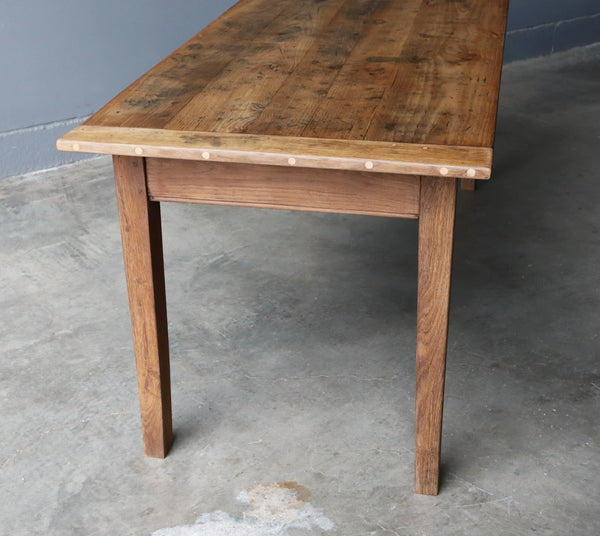 Antique French Dining Table/Farm Table/Desk in Solid Chestnut Wood and Oak