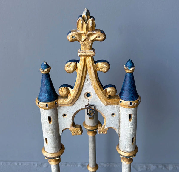 28" Tall Vintage French Neo Gothic Solid Wood Carved Niche/Shrine
