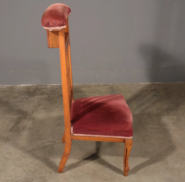 Antique French Gothic Revival Solid Oak Upholstered Prayer Chair (Prie Dieu)