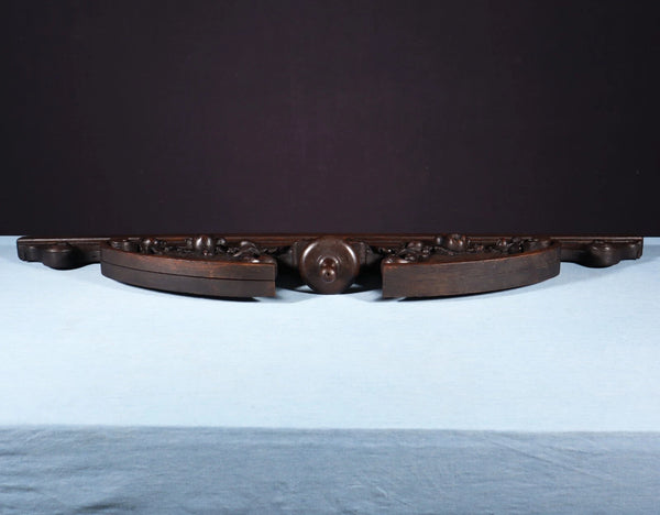 43" Wide Antique French Solid Oak Wood Highly Carved Detailed Crest