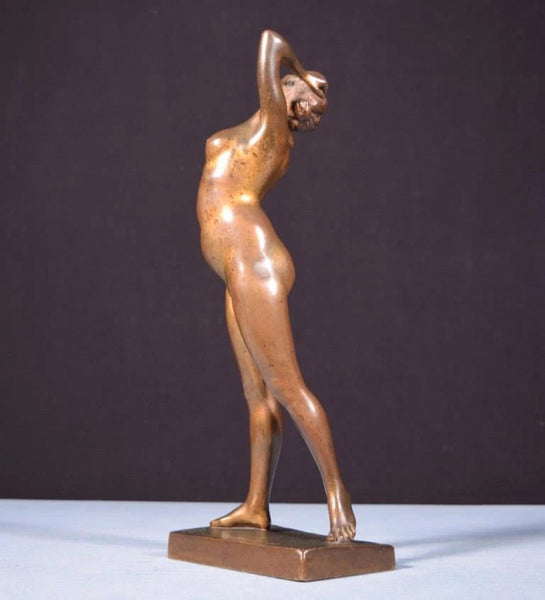 Antique French Nude Bronze Sculpture of a Woman by R.C. Ireland (1882-1921)