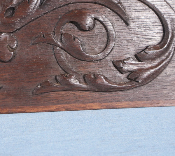 59" Wide Large Antique French Solid Oak Wood Panel/Crest Pediment w/Carvings