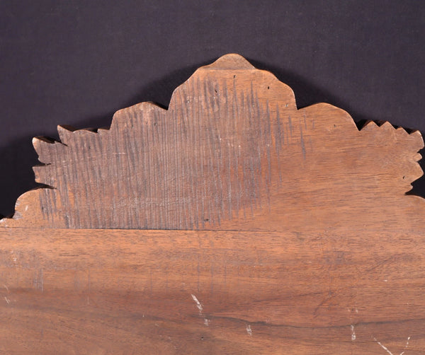 46" Wide Antique French Solid Walnut Wood Louis XVI Highly Carved Detailed Crest