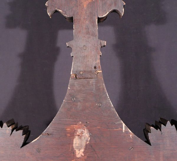 66" Wide Antique French Gothic Revival Crest/Pediment in Solid Walnut & Oak Wood