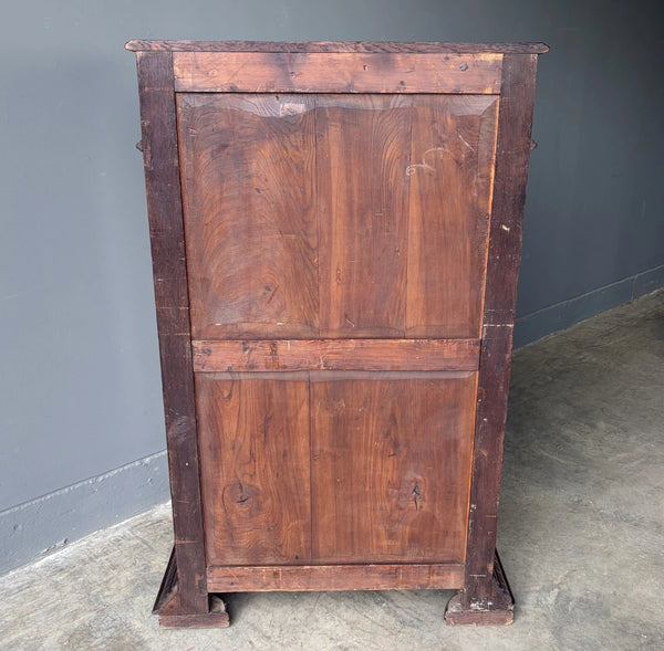 French Antique Solid Oak Wood Cabinet with Highly Carved Virgin Mary Door