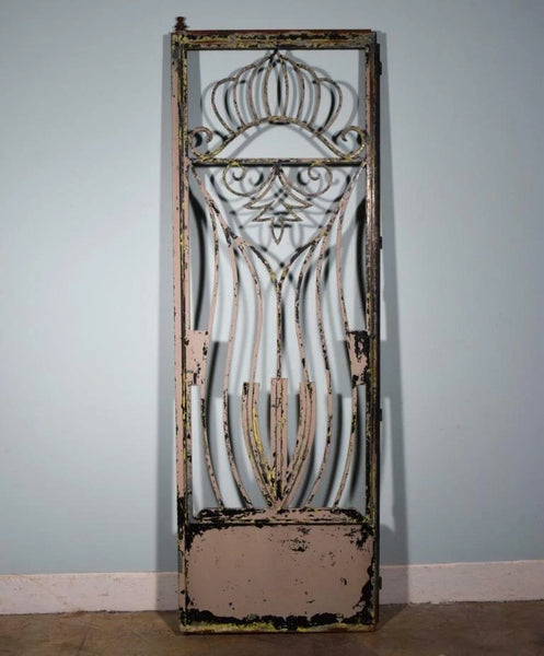 88" Tall Large Vintage European Art Deco Iron Door Panel Salvage Garden