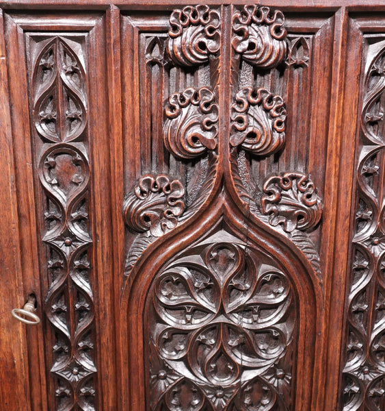 Antique French Solid Walnut Wood Church Prie Dieu/Prayer Cabinet/Altar Christian