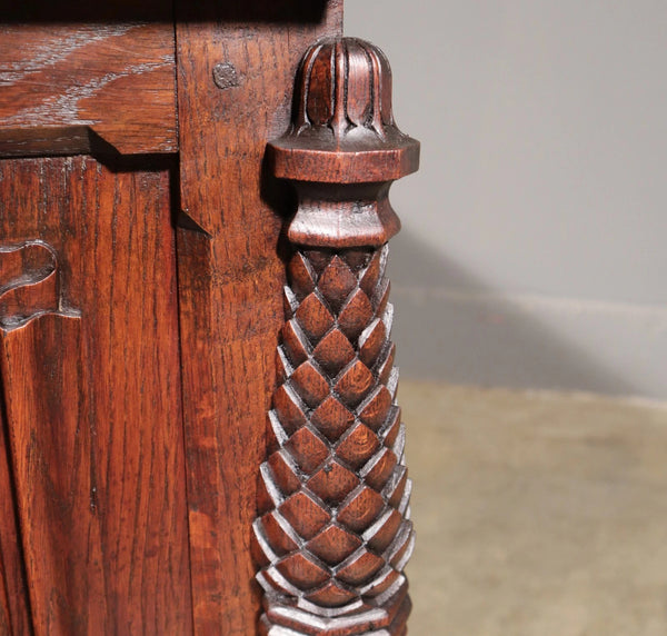 Antique French Gothic Chest/Trunk in Solid Oak Wood With Detailed Carvings