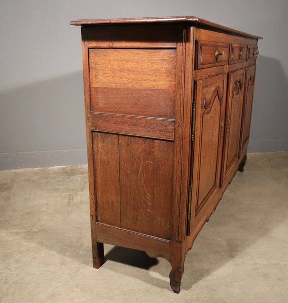 Large Antique French Provincial Three Door Sideboard/Buffet in Solid Oak Wood
