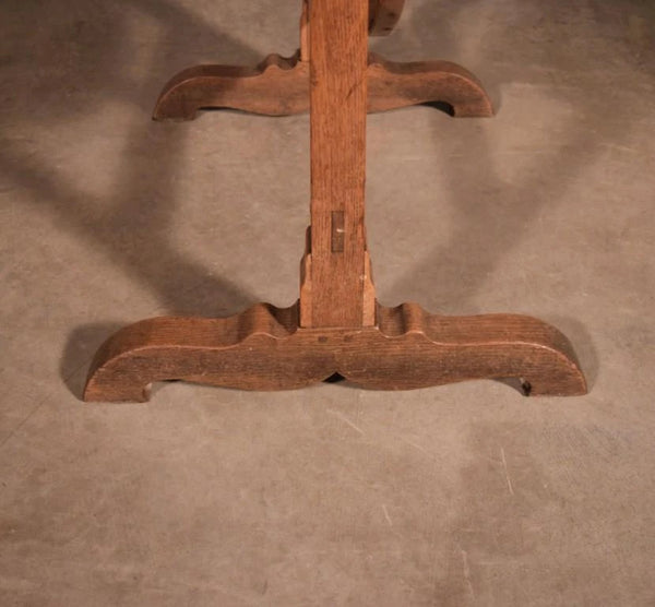 Antique French Solid Oak and Ash Rustic Wood Wine Tasting Table Tilt Top