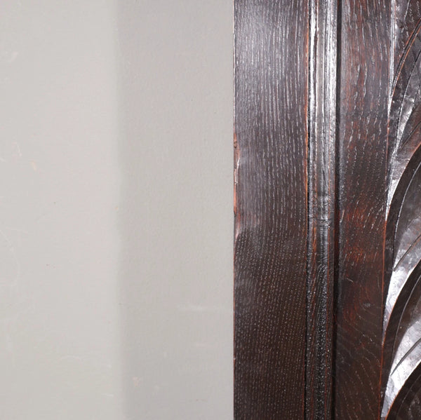 Antique French Neo Gothic Queen Sized Headboard in Solid Chestnut Wood