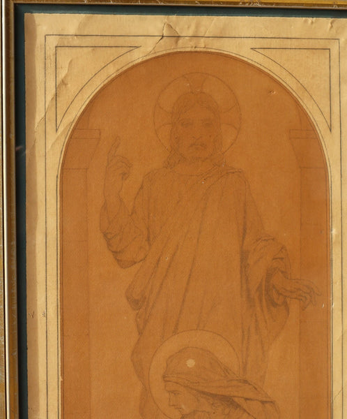 Antique Framed Drawing on Paper by Theodore-Joseph Canneel (1817-1892)