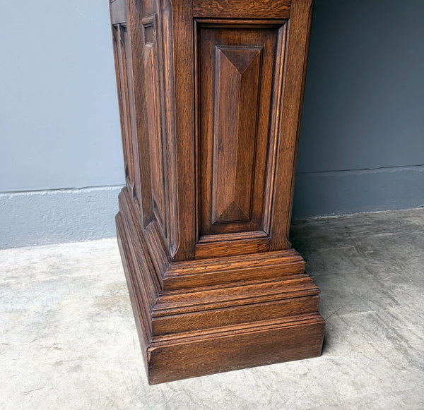 XL Vintage Renaissance Revival Oak Fireplace Surround/Mantel w/Carved Figures
