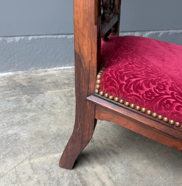 Share French Antique Solid Oak Wood Church Prie Dieu/Kneeler Christian Highly Carved