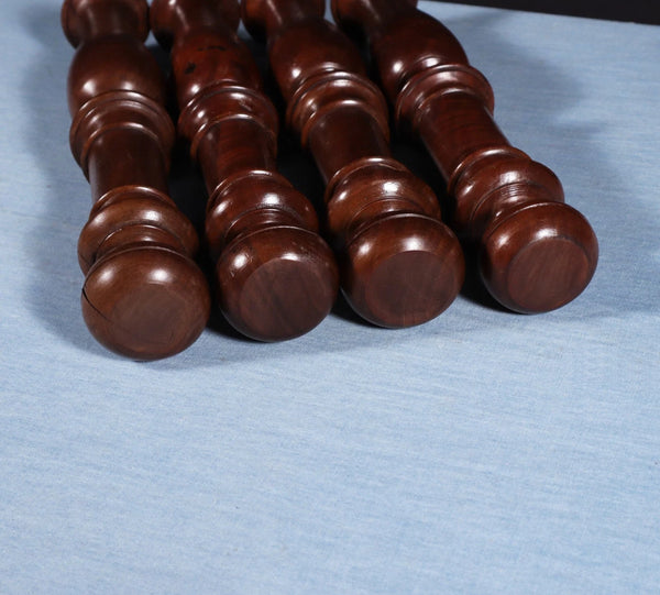 15" Set of Four French Antique Solid Mahogany Wood Posts/Pillars/Trim Salvage
