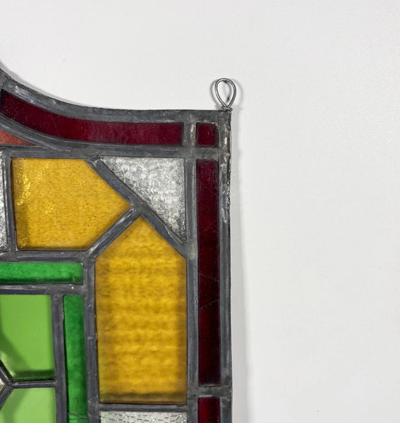 28" Tall French Antique Religious Stained/Leaded Glass Panel from a Church