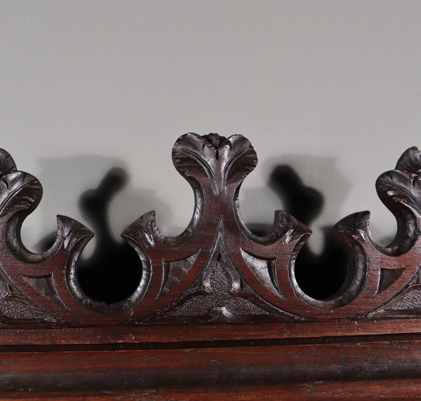 72" Tall Antique French Gothic Revival Oak Wood Bench/Settee/Chair Highly Carved
