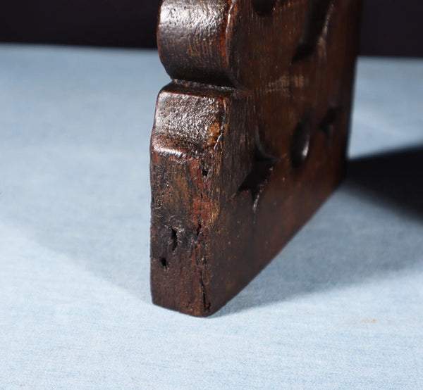 Pair of 12" Wide French Antique Solid Oak Wood Brackets Trim Pieces