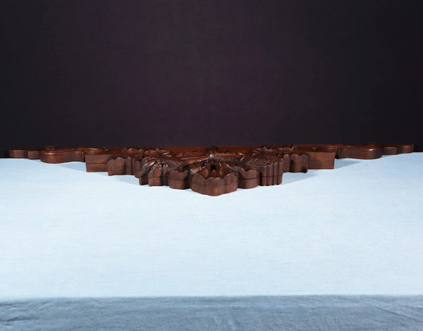 46" Wide Antique French Solid Walnut Wood Louis XVI Highly Carved Detailed Crest