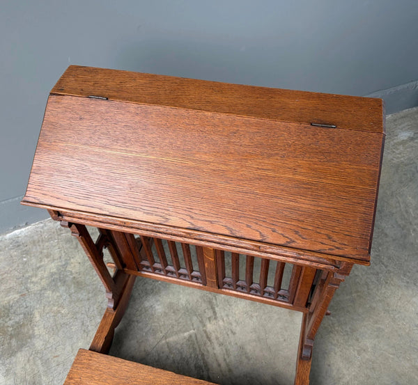 Antique French Gothic Revival Oak Wood Prie Dieu/Kneeler/Prayer Christianity