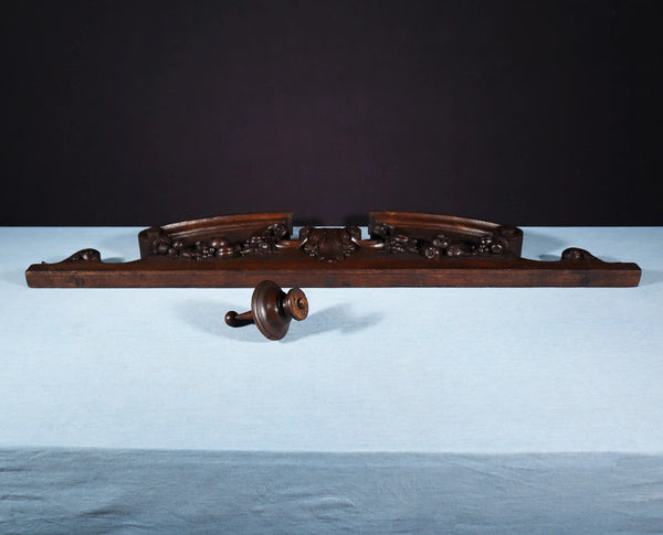 43" Wide Antique French Solid Oak Wood Highly Carved Detailed Crest