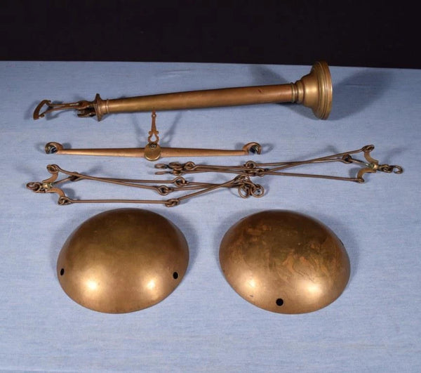 Late 1800's Antique French Brass Pan Balance Beam Scale