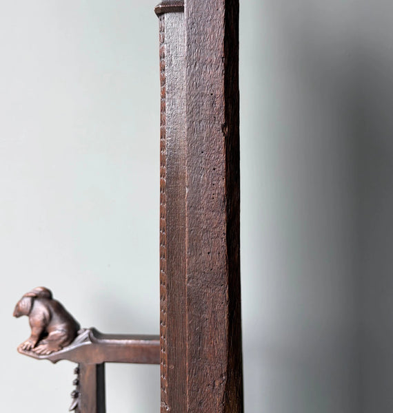 Late 1700's Antique French Gothic Throne Chair Bench/Settee/Chair Carved Oak