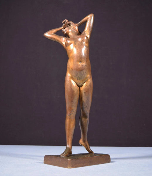Antique French Nude Bronze Sculpture of a Woman by R.C. Ireland (1882-1921)